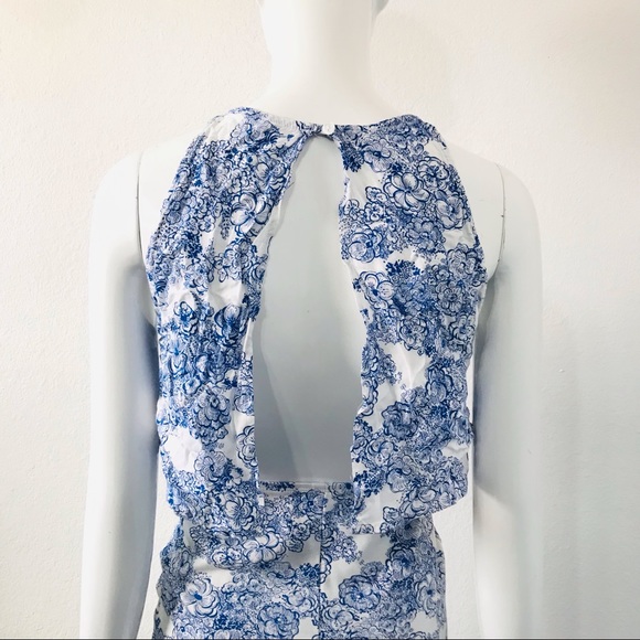 American Apparel Blue White Floral Top & Skirt Set - Picture 5 of 8